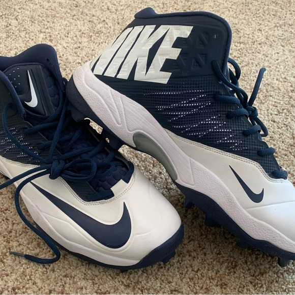 Nike Navy/White Athletic Shoes Sports Cleats Men’s Size 12 - Picture 7 of 8
